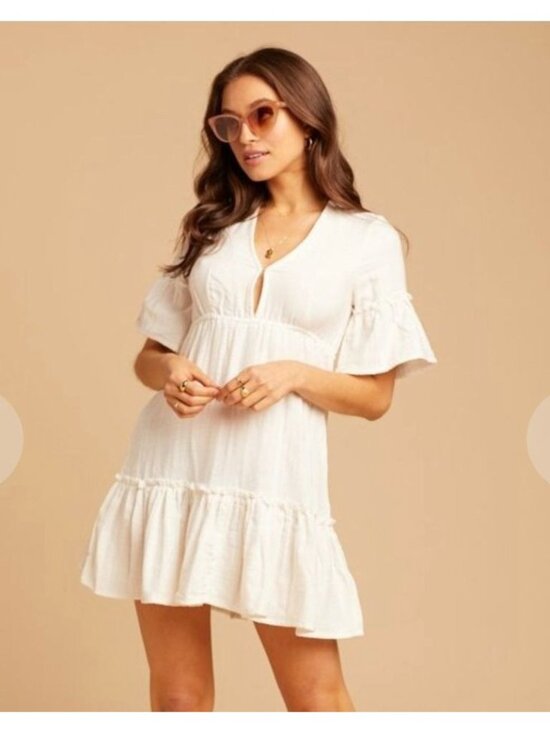 Billabong Dresses & Skirts - Billabong x Sincerely Jules Dress Small White Lovers Wish Boho Cowgirl NEW